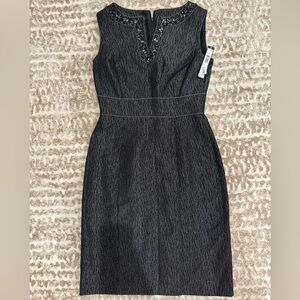 NWT Vintage Tahari Embellished Neckline dress